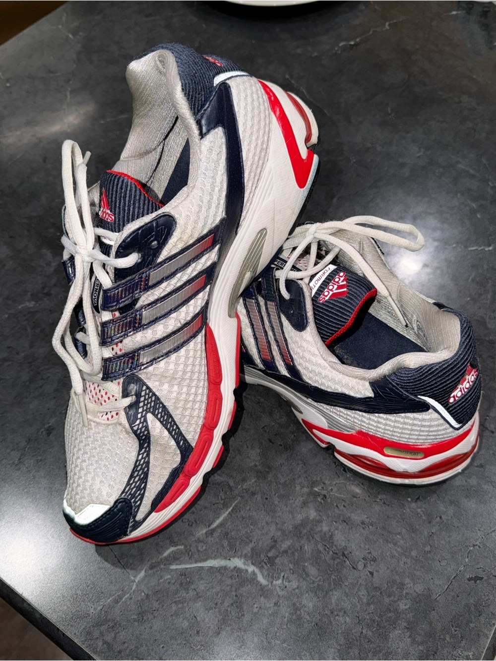 Adidas Men’s White Navy and Red Athletic Running Shoes